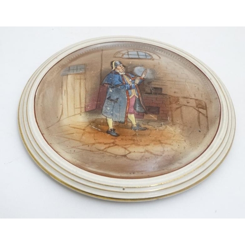 485 - An early/mid 20thC Grimwade's Winton hand painted ''Mr Bumble'' Dickensware plaque, decorated in pol... 