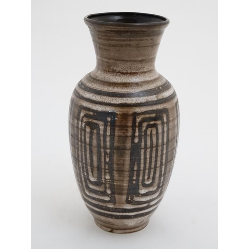 504 - Vintage Retro: A c1970s Cinque Ports Pottery Ltd, The Monastry Rye vase with flared rim , decorated ... 