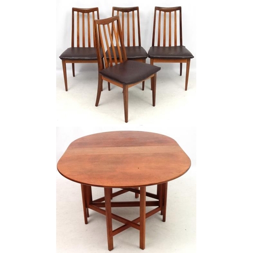 21 - Vintage  Retro : an English folding Sutherland style 6 leg mahogany together with 4 G-Plan Style sha... 