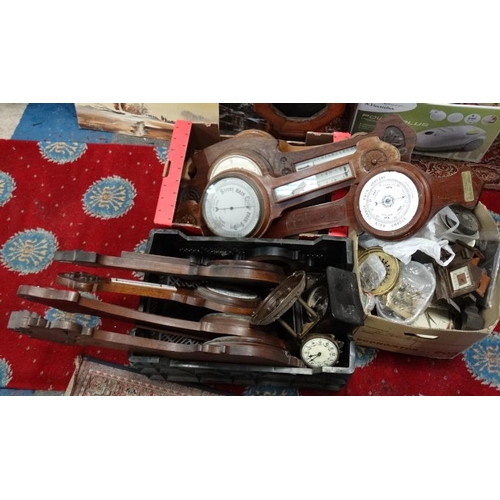 56 - 3 boxes of assorted barometers, clocks, parts etc  Please Note -  we do not make reference to the co... 