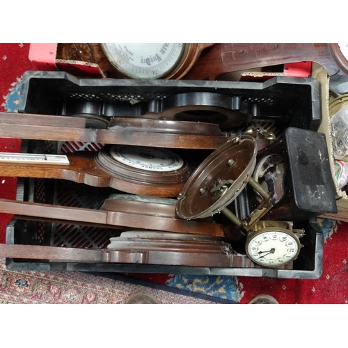 56 - 3 boxes of assorted barometers, clocks, parts etc  Please Note -  we do not make reference to the co... 