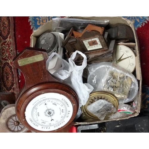 56 - 3 boxes of assorted barometers, clocks, parts etc  Please Note -  we do not make reference to the co... 