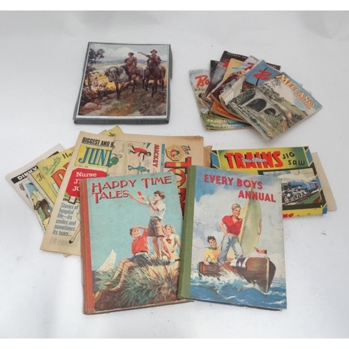 568 - Assorted items to include various jigsaws, Boys Owen Magazine, etc  Please Note -  we do not make re... 