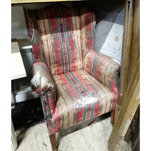 588 - Stripped Edwardian wingback armchair Please Note -  we do not make reference to the condition of lot... 