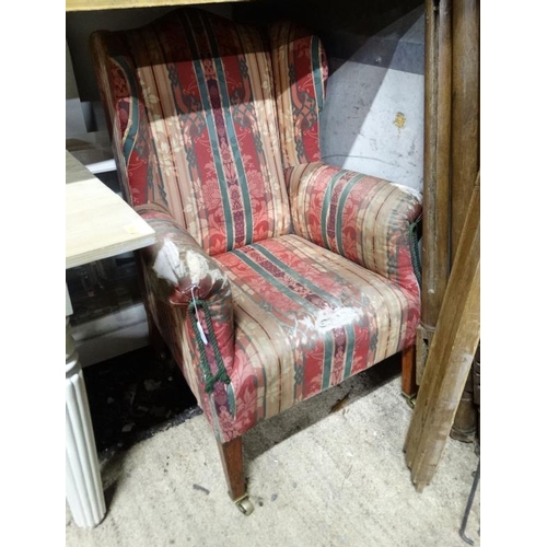 588 - Stripped Edwardian wingback armchair Please Note -  we do not make reference to the condition of lot... 