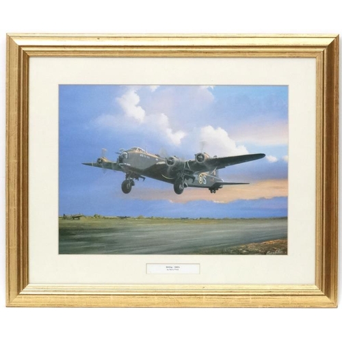 61 - Militaria : After Barry Price ( 20thC)  A polychrome print entitled ' Stirling 1940s ' , depicting a... 