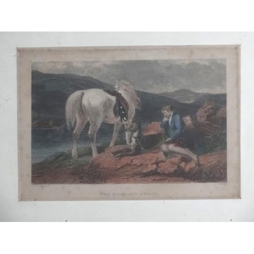 78 - J Goddon after A. Cooper RA, Hand coloured print, ' The Highland Gillie '. Aperture 3 3/4 x 5 1/2'' ... 