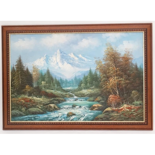 98 - Oil painting - mountain scene Please Note -  we do not make reference to the condition of lots withi... 