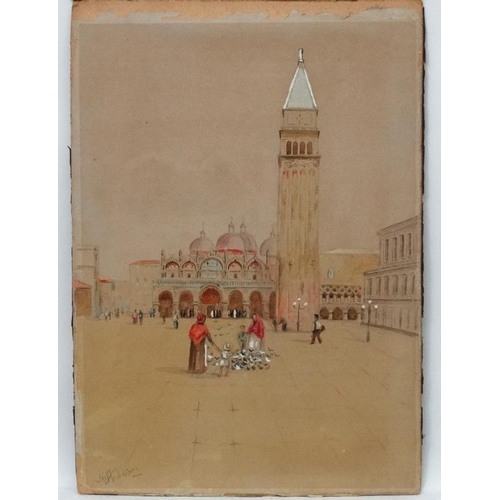 100 - J? Anderson XIX-XX Venetian School, Watercolour and gouache, a pair, Grand Canal , and St Marks Squa... 