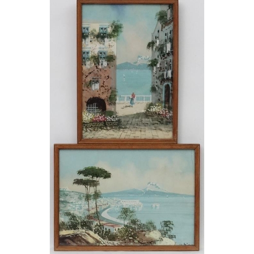 104 - Maria Gianni XIX-XX Neapolitan School, Gouache and watercolour, (2) View across Naples & view of Ves... 