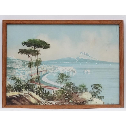 104 - Maria Gianni XIX-XX Neapolitan School, Gouache and watercolour, (2) View across Naples & view of Ves... 