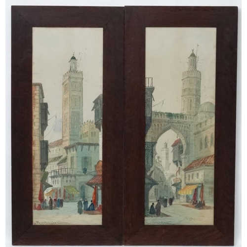 110 - Paul Braddon (1864-1938) Arab School, Watercolour , a pair, ' Street in Tangiers ' and ' Street in T... 