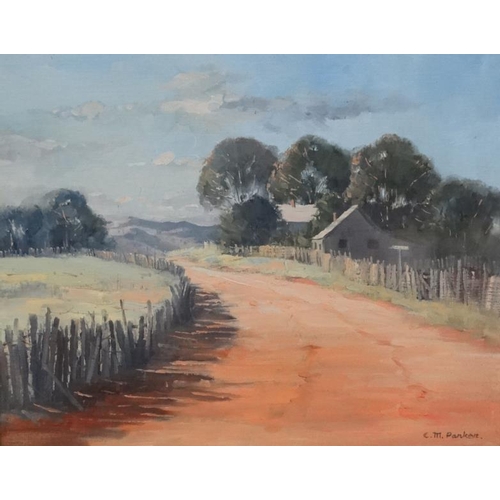 112 - Colleen M Parker (1946-2008 ) Australian, Oil on board, 'Moving Light , Hill End  ', Bears plaque un... 