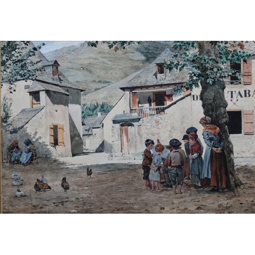 123 - Santiago Arcos Y Megalde (1856-1912) Chilean,  Watercolour  and gouache C. 1886, Continental Village... 