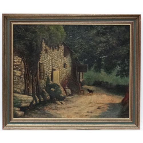 191 - W Sarfas Early XX, Oil on canvas, Figure and dog outside a stone cottage, Signed lower right with Yo... 