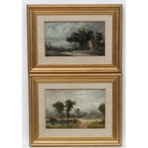 197 - Manner of George Walter Williams (1834-1906), Oil on board , a pair (2), A country landscape with fi... 