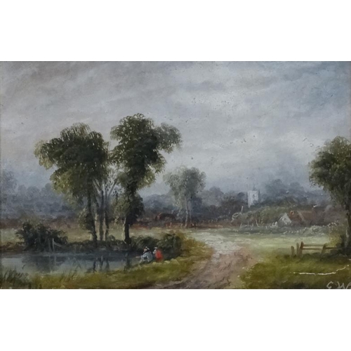 197 - Manner of George Walter Williams (1834-1906), Oil on board , a pair (2), A country landscape with fi... 