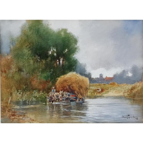 200 - Bartram Hiles (1872-1927 ), Watercolour and gouache, 'Carting Hay in Summer ' Watering the heavy hor... 