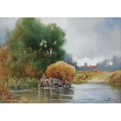 200 - Bartram Hiles (1872-1927 ), Watercolour and gouache, 'Carting Hay in Summer ' Watering the heavy hor... 