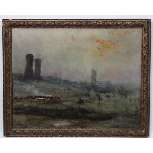 207 - Villiers David (1906-1985 ) Oil on canvas Steam Train in a landscape Bears Hampstead Gallery verso A... 