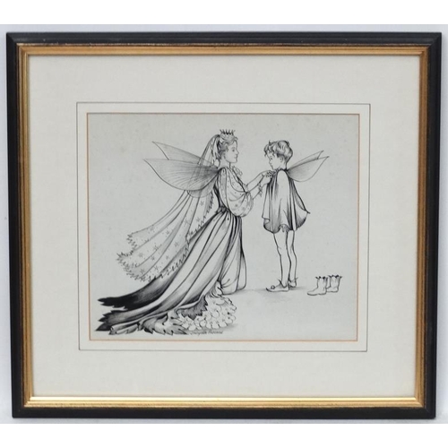 210 - Jacynth Parsons (1911 - 1992), Pen ink  and watercolour, Original illustration , Fairy Queen and son... 