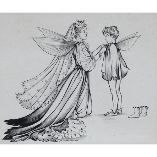 210 - Jacynth Parsons (1911 - 1992), Pen ink  and watercolour, Original illustration , Fairy Queen and son... 