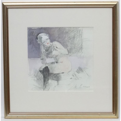 236 - De Bruyne (1942), AKA Dexter Brown, Pencil and chalk, Lady in repose, Signed lower right, 8 ½'' x 8 ... 