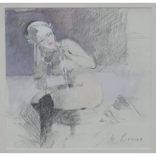 236 - De Bruyne (1942), AKA Dexter Brown, Pencil and chalk, Lady in repose, Signed lower right, 8 ½'' x 8 ... 