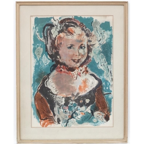 239 - Michel Kikoine (1892-1968) Russian, Lithograph, Portrait of a young girl C. 1914, Signed in blue cra... 