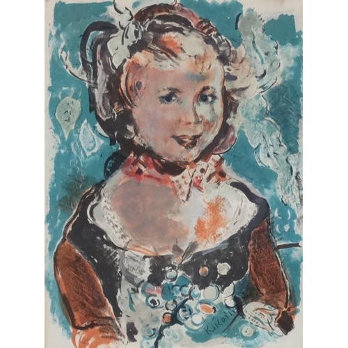 239 - Michel Kikoine (1892-1968) Russian, Lithograph, Portrait of a young girl C. 1914, Signed in blue cra... 