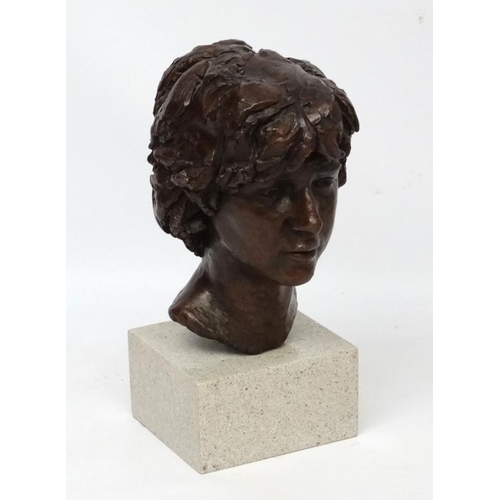 244 - *Withdrawn from Auction*  David Williams-Ellis (1959), Patinated bronze Sculpture on a square marble... 