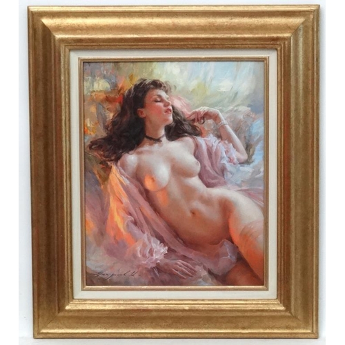 34 - Konstantin Razumov (b.1974) Russian School, Oil on canvas, ''The gentle sleep'', Nude of a young wom... 