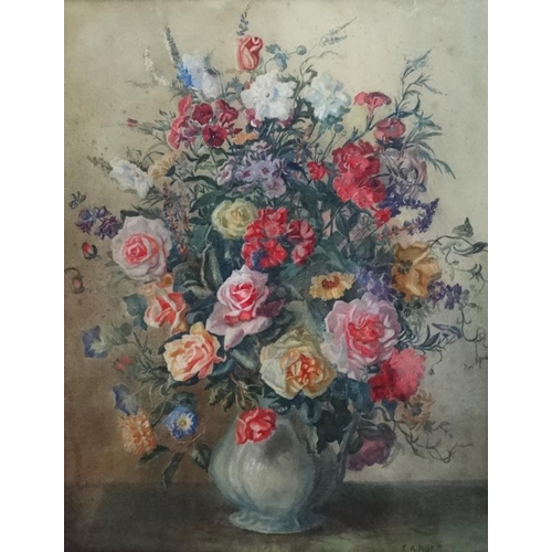 46 - F Kagar Early XX Dutch School, Watercolour, Still life of flowers in a vase, Signed lower right. 22 ... 