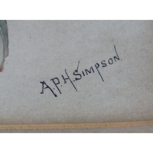 71 - A P H Simpson  early XX Australia, Watercolour,  Kookaburra on a Eucalyptus tree branch, Signed lowe... 