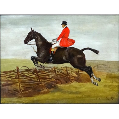 72 - Manner of George Wright (1860-1942), Equine School, Oil on canvas, a pair of hunting scenes, Over th... 