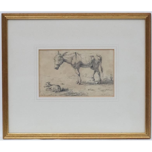 73 - Robert Hills (1769-1844), Pencil Drawing, 'Ass and Foal 1820 ' Signed and dated lower right. Apertur... 