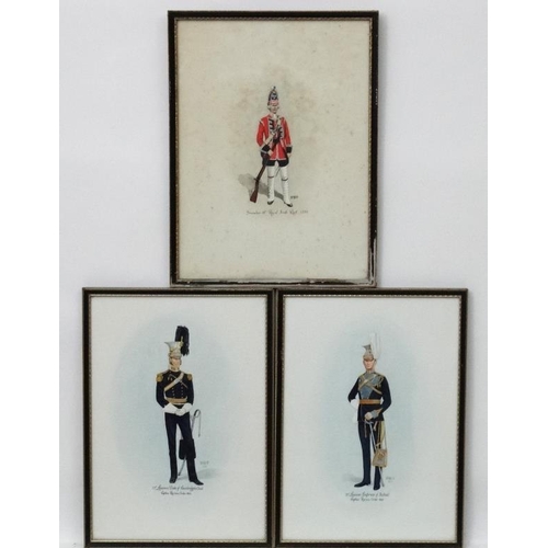 80 - Colonel Philip Henry Smitherman (1910-1982) Military School, Watercolour x 3, Military studies, unif... 