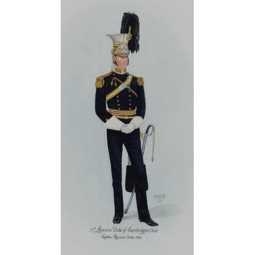 80 - Colonel Philip Henry Smitherman (1910-1982) Military School, Watercolour x 3, Military studies, unif... 