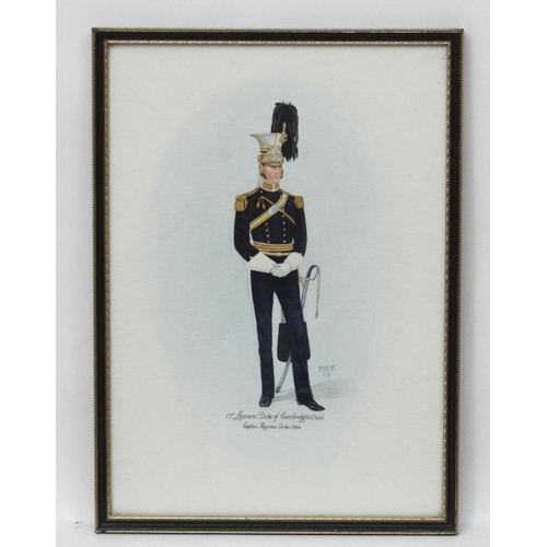 80 - Colonel Philip Henry Smitherman (1910-1982) Military School, Watercolour x 3, Military studies, unif... 