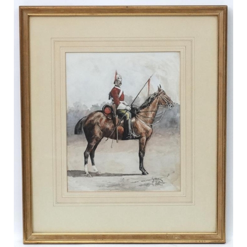 81 - G. Hulme XIX Military School, Watercolour and Gouache, Portrait of ' A Trooper  (of the) 5th (Prince... 