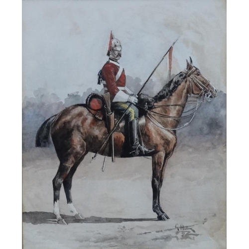 81 - G. Hulme XIX Military School, Watercolour and Gouache, Portrait of ' A Trooper  (of the) 5th (Prince... 