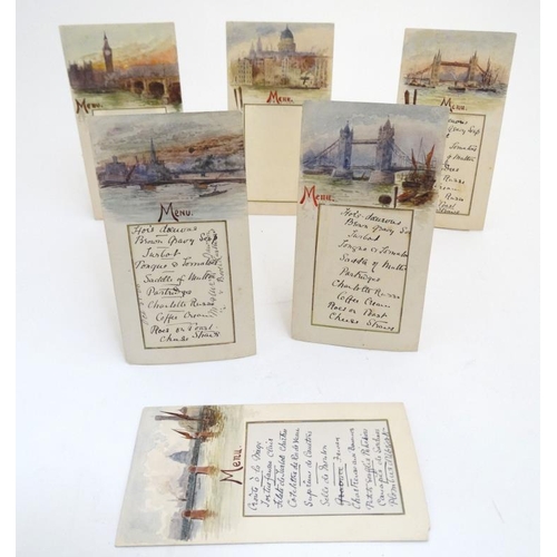 84 - RARE Edwardian Country House Hand Painted Menu Stands :, ' Godstone House , Sydenham c. 31 October 1... 