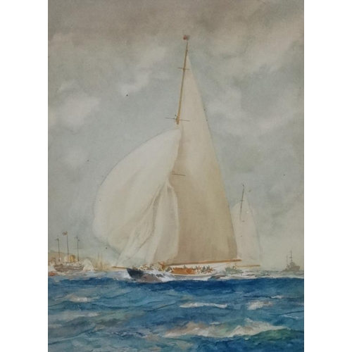 96A - Attributed to Frank Henry. Mason (1876-1965) Marine School, Watercolour and gouache, King George V's... 