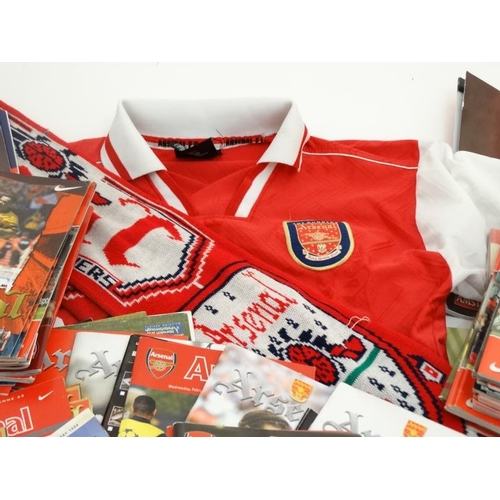 108 - Football: A collection of Arsenal and other football memorabilia, to include, Arsenal replica shirt ... 