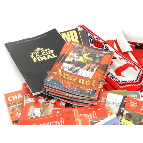 108 - Football: A collection of Arsenal and other football memorabilia, to include, Arsenal replica shirt ... 