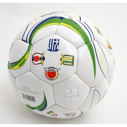 110 - Football: A 2014 Fifa Brazil World Cup commemorative football, decorated with participating country ... 