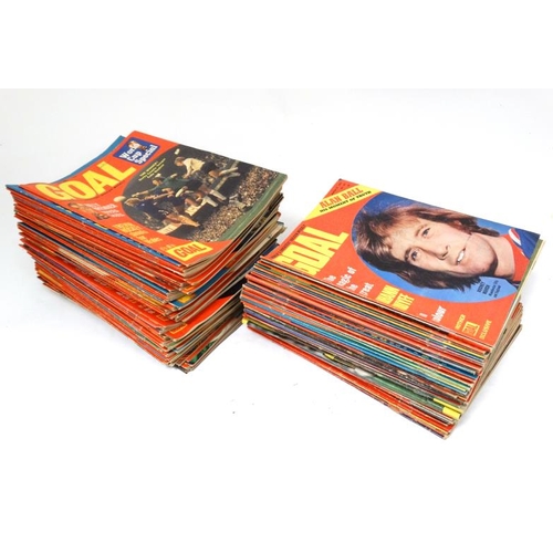 111 - Football: A large collection of approximately 52  1960s and 70s issues of '' Goal '' magazine ,  par... 