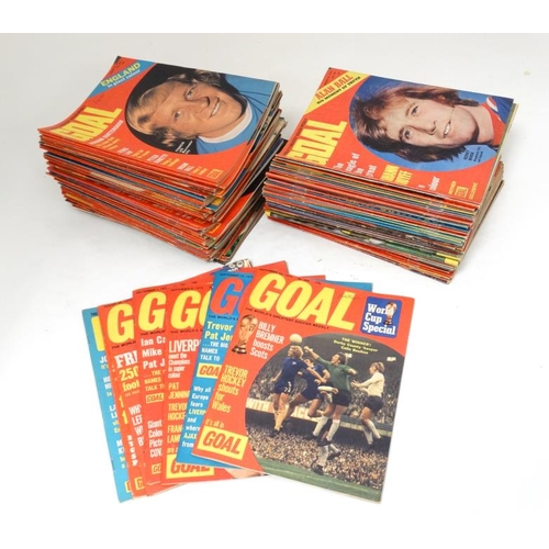 111 - Football: A large collection of approximately 52  1960s and 70s issues of '' Goal '' magazine ,  par... 