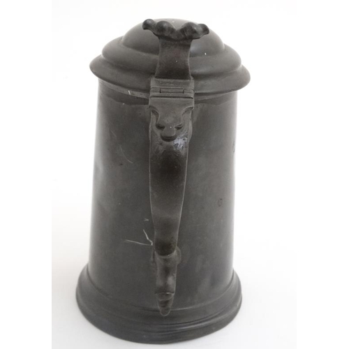 117 - Billiards / Snooker: an 1862 pewter 'Tappit hen' tankard with glass base by James Dixon & Sons , hav... 