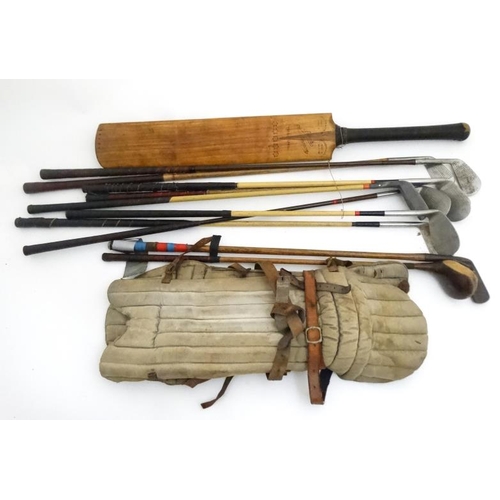 121 - Golf and Cricket: A collection of 10 adults and child's wooden golf clubs to include examples by A G... 